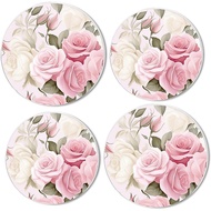 Gas Stove Burner Cover Set Of 4，Blooming Bright Pink Roses Flower Watercolor Metal Stove Burner Cove