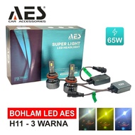 AES TURBO H11 LED LIGHTS 3 COLORS Turbo Led Headlight AES H4 H11 H16 HB3 9005 AES 65 WATT