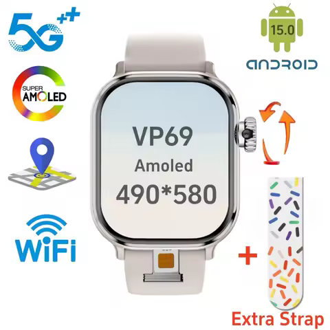 VP69 Android 15.0 2.39inch Amoled 5G full Netcom Smartwatch Smart Watches With 8MP 200° Rotating Cam