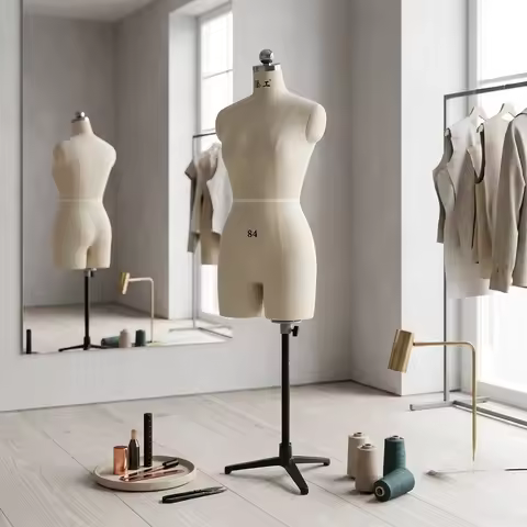 Half Body Sewing Mannequin Dress Form Adjustable Tailor Display Stand for Pattern Making Design Stud