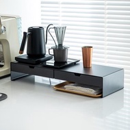 日本霜山 碳鋼製雙格抽屜電腦螢幕架(加長款)-多色可選