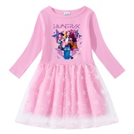 4 Color Kids Girls Kpop Demon Hunters Printed Mesh Dress