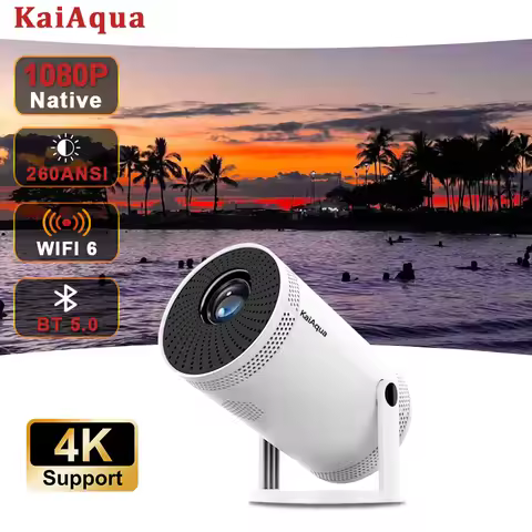 New FY300 Mini Projector Auto Keystone 4K Native 1080P 260ANSI HDMI BT5.0 5W Speaker Air Mouse Voice