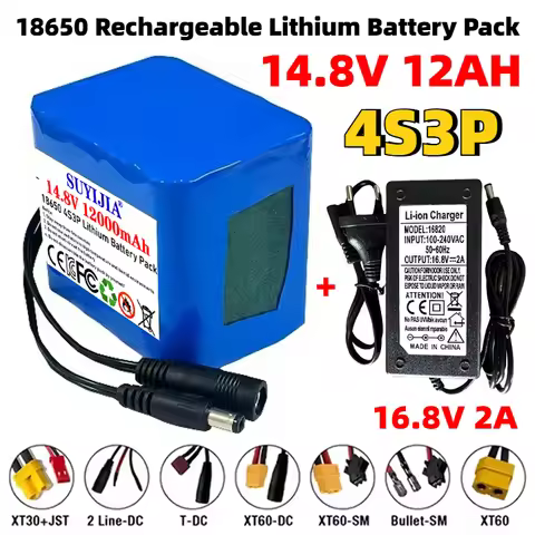 18650 4S3P 14.8V 12000mAh Rechargeable Lithium Battery Pack 14.4V 12Ah Batteries with Built-in Intel