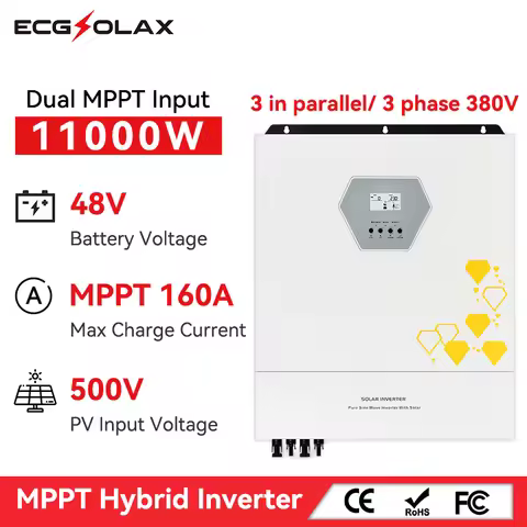 ECGSOLAX 11000W Solar Hybrid Inverter 220Vac 48V With Dual MPPT 160A Charge Controller MPPT Hybrid S