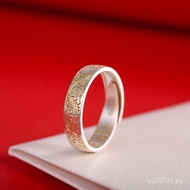 Traditional Women's Adjustable Gold-Plated Ring999Pure Silver Tang Grass Commuting Simple5N Gift Hea