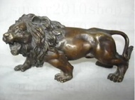 【User-friendly】 Copper Statue Sculpturecarving Bronze Coffee Fierce Lions Wild Animals Figure Statue