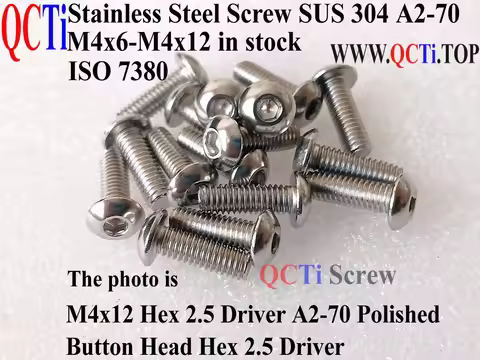 50pcs ISO 7380 Stainless Steel M4 screw M4x4 M4x5 M4x6 M4x8 M4x10 M4x12 M4x14 M4x16 M4x18 M4x20 Butt