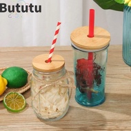 BUTUTU Beer Bottle Canning Caps, Mason Jar Lids Straw Lid With Glass Hole Bamboo Wood Lids, Drinkware Bottle Cap Bamboo Caps Reusable Cup Covers