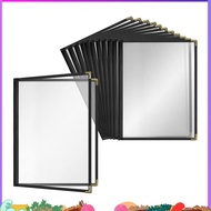 12 Pack Cafe Style Menu Cover Crystal Clear Vinyl (Black, 2 Pages/4 Views - 8.5 Inch X 11 Inch) ffef