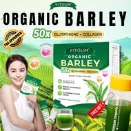 Fitgum Barley Grass Powder Organic Detox Tea For Weight Loss And Collagen Supplementation 15 Packs