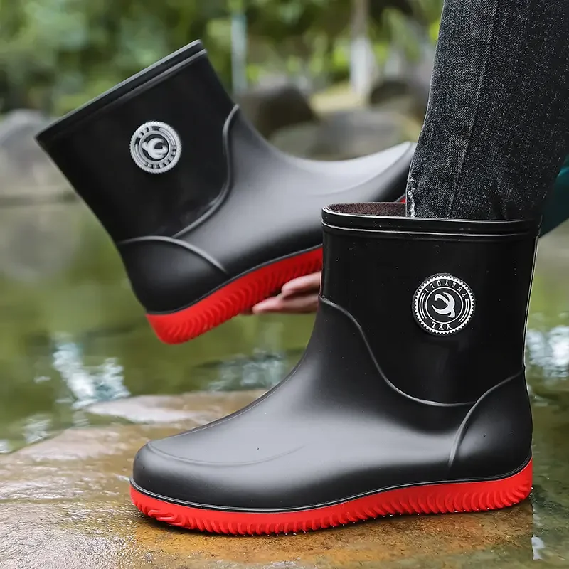 รองเท้าตกปลายางกันฝนสำหรับผู้ชาย, รองเท้าสำหรับรองเท้าบูทหน้าฝนกันน้ำรองเท้ากันฝนกันลื่นทนทานสำหรับผู้ชาย