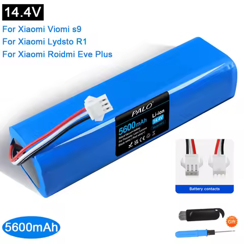 PALO New14.4V 4S2P For XiaoMi Viomi S9 Lydsto R1 Roidmi Eve Plus Li-ion Battery 5600mAh Battery pack