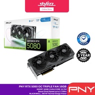 PNY GeForce NVIDIA RTX™ 5080 Overclocked Triple Fan GPU - 16GB GDDR7 Graphic Card