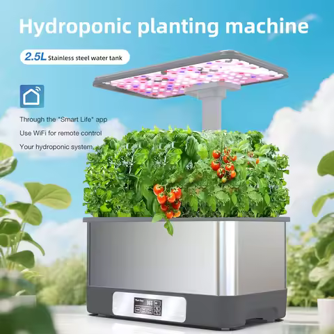 WiFi Hydroponics Growing System Stainless Steel 8 Pods Planter Indoor Garden Herbs Planting Box with