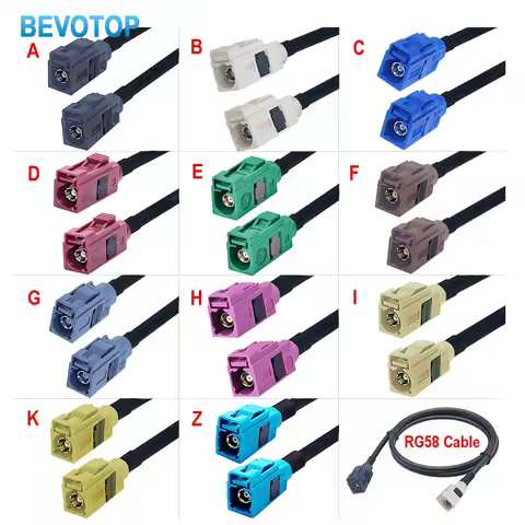 1PCS RG58 Cable Fakra A/B/C/D/F/G/H/I/K/Z Female to Female Car Video Line Wire Harness RG58 Jumper B