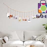 BAIHEE Photo Display, Wooden Beads Decor Clip Picture Holder, Rustic Wall Decoration Wall Hanging Wa