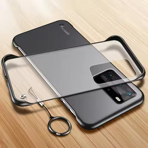 Frameless Ring Phone Case For Huawei P20 P30 Lite P40 Pro Plus Matte PC Cover Case For Honor 20 Lite