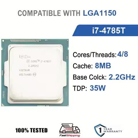 Intel Core i7-4785T 4 Core 8 Thread 2.20GHz 35W 8MB Cache 22nm LGA1150 SR1QU DDR3 1600 MHz Haswell R