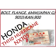 HONDA TH110 HURRICANE / HONDA NX105 JAPAN ORIGINAL BOLT, FLANGE, 6MM [Part Number :- 90111-KAN-900]