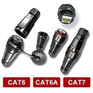 RJ45 Network Plug M25 CAT6/CAT6A/CAT7 Panel-mounted Outdoor Waterproof Double-ended Crystal Head 10 