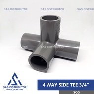 4 Way Side Tee 3/4" inch SCG / Tee 4 Cabang 3/4 PVC / 4 Way Tee 3/4" AW / Knee Cabang 4 PVC 3/4 075