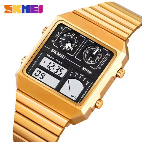SKMEI 2198 StainlessSteel Thermometer Sports Watch Men's Leisure Business Electronic Watch LED Digit