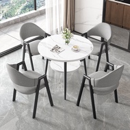 Simple Nordic Style Coffee Shop Reception round Table And Chairs Combination สำนักงานและธุรกิจ โต๊ะท