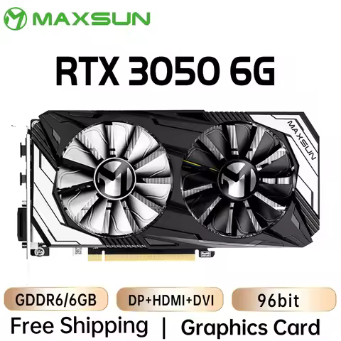 MAXSUN Graphics Cards RTX 3050 6G GDDR6 GPU NVIDIA PC Computer components PCI Express X16 4.0 Gaming