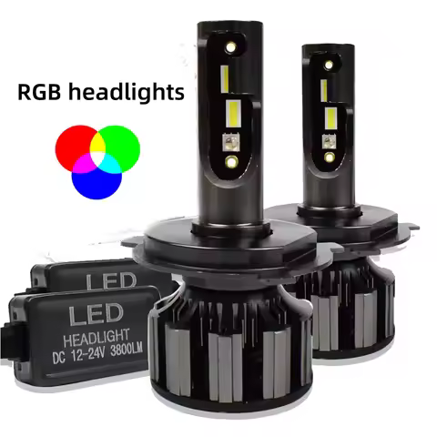2X H11 RGB Changeable H7 LED H4 App Bluetooth Control RGB Car Light H1 H3 H8 H11 H9 9005 HB3 9006 HB