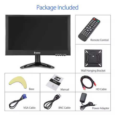 Eyoyo 12inch Small Computer Monitor 1920x1080 VGA HDMI BNC AV IPS LCD PC Monitor