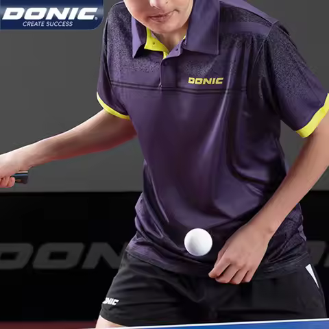 DONIC Table Tennis Jersey Lapel Round Neck Quick Dry Sports T-shirt Breathable Short Sleeve Ping Pon