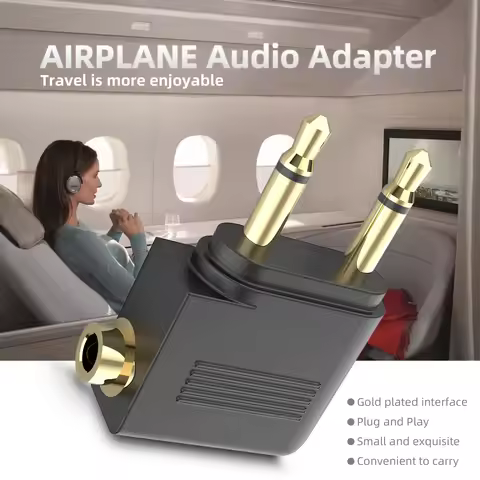 2/4/8Pcs 3.5mm Mono Dual Male Plug to Stereo Female Jack Audio Adapter for Airline Airplane Travel H