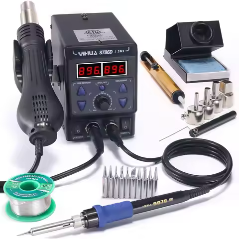 8786D I 2 in 1 Hot Air Rework and Soldering Iron Station with °F /°C, Cool/Hot Air Conversion, Digit