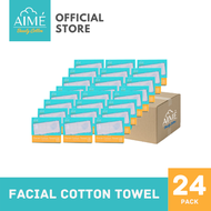 AIME Facial Cotton Towel 40pcs เอเม่ สำลีแผ่นใหญ่สำหรับซับหน้าแทนผ้าขนหนู (24กล่อง) 40 แผ่น/กล่อง