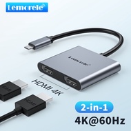 Lemorele TC21 อะแดปเตอร์ HDMI USB C-to-dual 4K60Hz ตัวแปลง HDMI ชนิด C รูปแบบ Windows