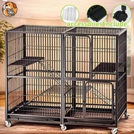 Large Cat Cage 4 Layer Sturdy Stackable Cat Villa With Platforms Heavy Duty Big Size For Multi Cats