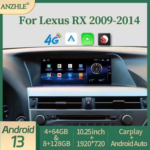 10.25‘’ For Lexus RX RX270 RX350 RX450 RX200T Android 13 CarPlay 2009-2014 Reserved OEM Menu Car Rad