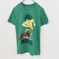 古著盒飯短袖動漫印花 T 卹，綠谷出久，圓領，綠色，休閒設計，小碼