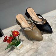 BONNIE HEELS SARUNG SEPARUH BERTALI 867-5 KHAKI BLACK TUMIT 1 INCI