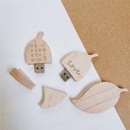 【蒔設計-客製化】64G 葉色原木隨身碟 USB
