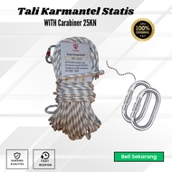 Rock Climbing Static Karmantel Rope - Climbing Rope 10.5mm X 50 Meters With Carabiner 25KN