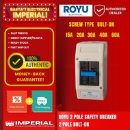 Royu by IMPERIAL Safety Breaker 2 Pole Bolt-On Screw-Type 15A 20A 30A 40A 60A mcb 2 pole