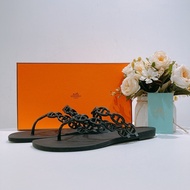 TW4392 Hermes 愛馬仕豬鼻拖鞋Island Sandal 37 Size Noir[New]