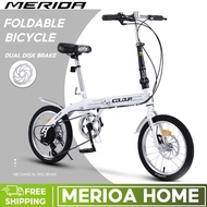 MER  Folding City Bike/ 14/16/20 Inch Ultra Lightweight Bicycle/High Carbon Steel Frame/Shock Absorption/Shifting Mini-bikes