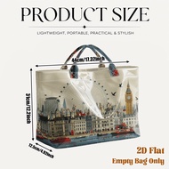 (2d Flat) 1pc London City Pvc Large Capacity Travel Tote Bag, Reusable Grocery Bags, Foldable Weeken