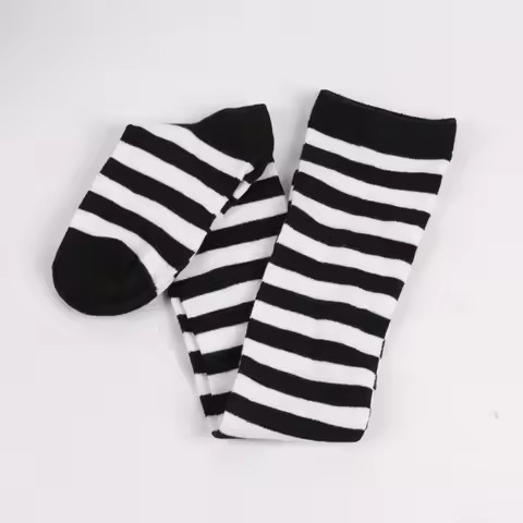 Thigh High Stockings Womens Striped Ladies Girls Black White Pink Long Over Above Knee Socks Femboy