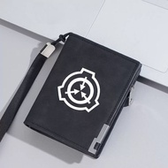 SCP Foundation Logo Leather Wallet with Lanyard, Multi-Card Holder Zipper Purse