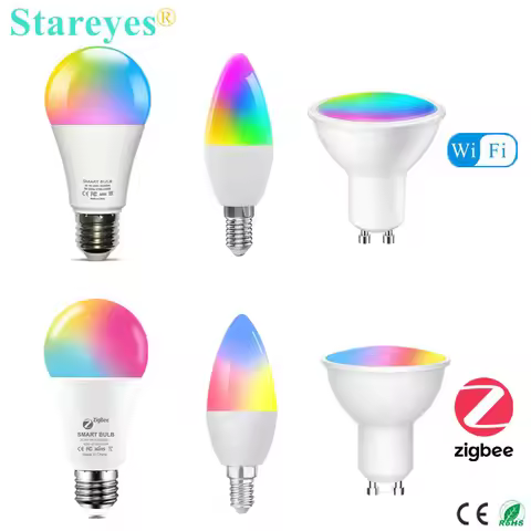 Tuya Smart WiFi Zigbee RGBCCT E27 9W LED Bulb E14 5W LED Candle Light GU10 5W LED Spot Light Lamp Al