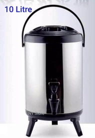 Stainless Steel Water Dispenser 10 Litre Portable Hot Cold Drink Container Coffee Milk Tea Bucket Barrel Kitchen Dining Bekas Tong Air Panas Catering